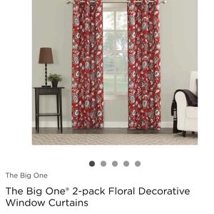 Red floral curtains